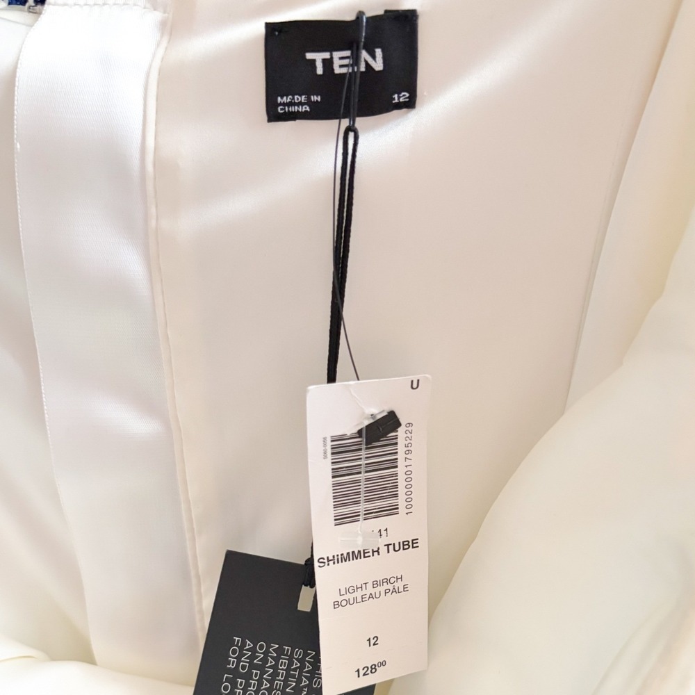NWT Aritzia TEN Shimmer Satin Tube Dress Strapless Princess Seams Size 12 - Picture 3 of 6